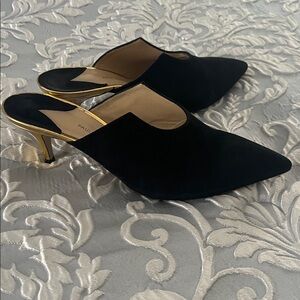 Paul Andrew Black and Gold Mules 40